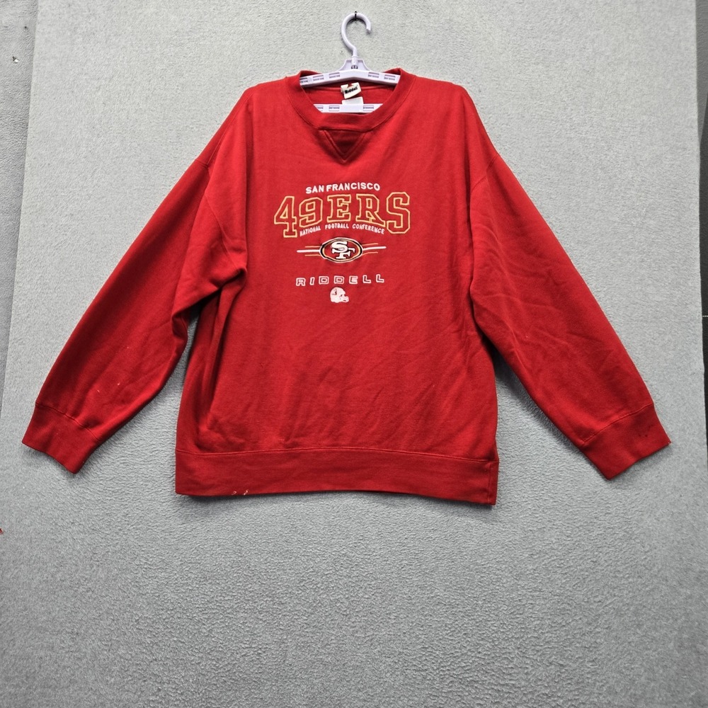 VINTAGE San Francisco 49ers Men Sweatshirt 2XL Red Embroidered Riddell